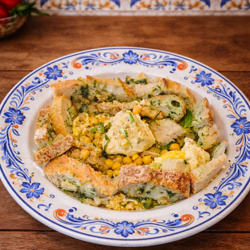 Açorda de galo & salada