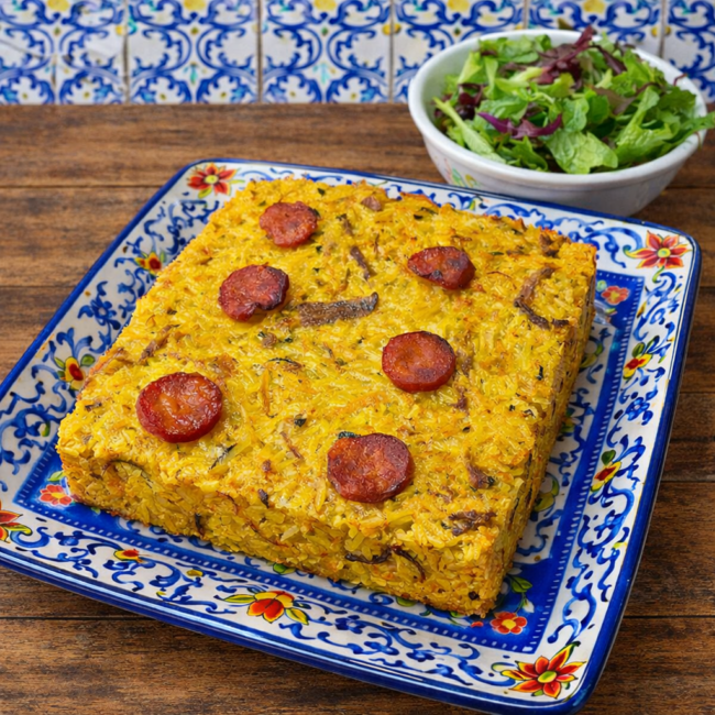Arroz de pato com salada verde