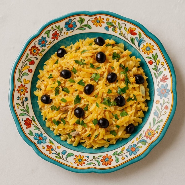 Bacalhau a Bràs com salada verde