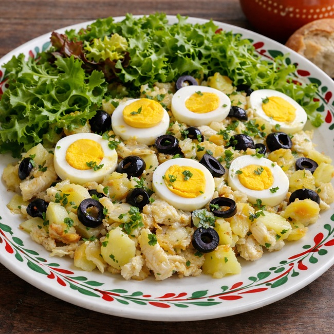 Bacalhàu à Gomes de Sà com salada verde