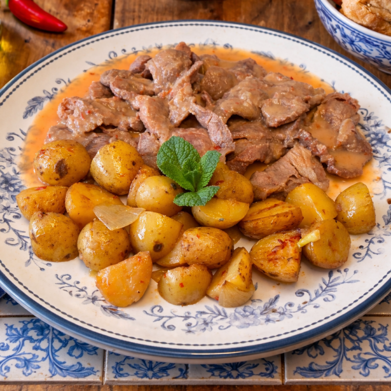 Bifanas com batatinhas